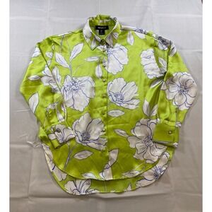Bailey 44 Women's Green Floral Print‎ Long Sleeve Button Up Shirt Size S